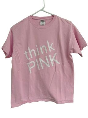Gildan Pink Graphic 'think PINK' Short Sleeve Tee